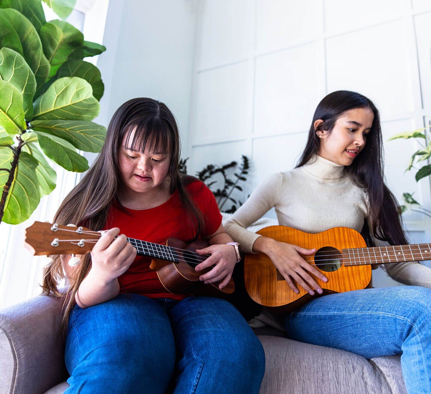 Two people sharing a calm, creative moment