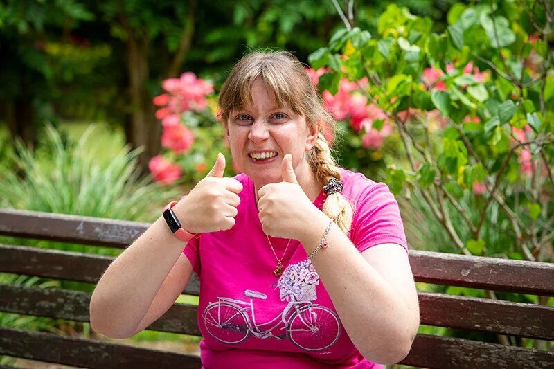 A Support Match participant celebrating a good day